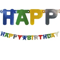 Feliz Cumpleaños guirnalda – en colores metálicos