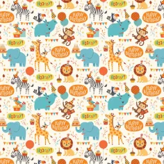 ¡Feliz Cumpleaños! Papel de regalo de animales de la jungla 100x70cm
