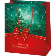 Feliz Navidad bolsa de regalo grande de color verde y rojo 26x13x33cm