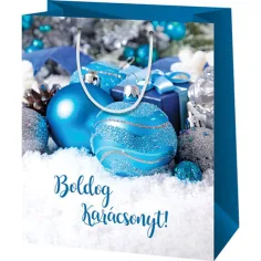 ¡Feliz Navidad! bolsa de regalo mediana azul 18x10x23cm