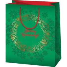 ¡Feliz Navidad! bolsa de regalo mediana verde 18x10x23cm