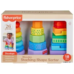 Fisher-Price Juego de pirámide de clasificación de formas y construcción de torre - Mattel