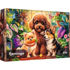 imagen de Flamingo by puzzle Perritos en el invernadero puzzle de 600 piezas - Trefl 1