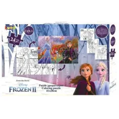 Frozen 2 en 1 con 24 piezas rompecabezas para colorear