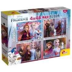 Frozen II 2 en 1 maxi puzzle y libro para colorear 4x48 piezas 35x25cm - Lisciani