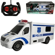 Furgón de policía RC con control remoto y efectos de luz y sonido 1:18 de escala 20cm