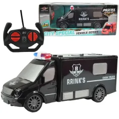 Furgón de transporte de dinero RC con control remoto y efectos de luz 1/30 de escala 20cm