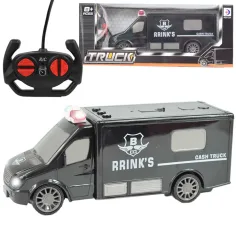 Furgón de transporte de dinero RC con control remoto y efectos de luz 1/30 de escala 20cm