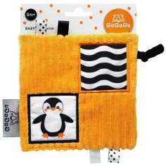 imagen de GaGaGu: paño sensorial reversible con diseño de pingüino y mapache 1
