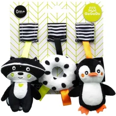 GaGaGu: Peluches de Logo - Mapache, dona y pingüino