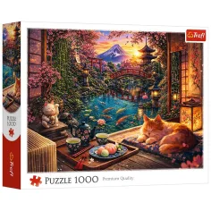 imagen de Gato en el jardín de cerezos puzzle de 1000 piezas - Trefl 1