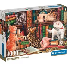Gatos curiosos HQC rompecabezas de 1000 piezas con póster - Clementoni