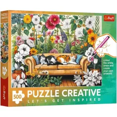 Gatos en el jardín de flores – rompecabezas creativo de 500 piezas – Trefl
