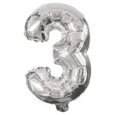 Globo de foil con número 3 en color plateado – 86cm