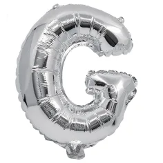 Globo de foil en forma de letra, color plata – letra G 32cm