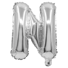 Globo de foil en forma de letra en color plata – letra N 32cm