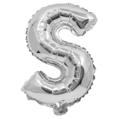 Globo de foil en forma de letra en color plata – Letra S 32cm