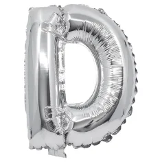 Globo de foil en forma de letra en color plateado – letra D 32cm