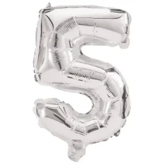 Globo de foil número 5 en color plateado – 86cm