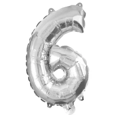 Globo de foil plateado con el número 6 – 32cm