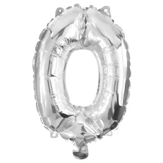 Globo de foil plateado con número 0 – 32cm