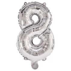Globo de foil plateado con número 8 – 86 cm