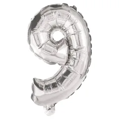 Globo de foil plateado con número 9 – 86 cm