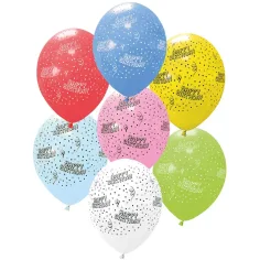 Globos de lunares con la inscripción "Feliz Cumpleaños" – set de 6 unidades