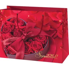 Gran bolsa de regalo rosa con la inscripción "Con cariño" 26x14x33cm