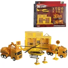 Gran conjunto de juego de construcción con vehículos y helicóptero de 9 piezas