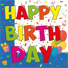 "Happy Birthday" juego de servilletas de papel – 2 capas, 33x33 cm, 20ud