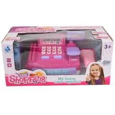 Happy Shopping: Caja registradora rosa con sonido y accesorios 23x14cm