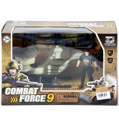 Helicóptero militar con figura