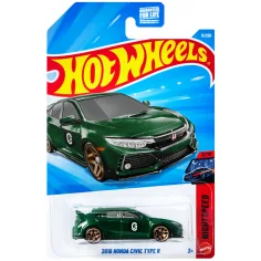 Hot Wheels: 2018 Honda Civic Type R coche pequeño verde 1/64 – Mattel