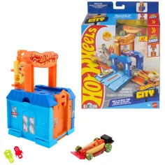 Hot Wheels: City Dine & Go restaurante de autos set de pista base – Mattel