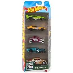 Hot Wheels: Conjunto de 5 coches pequeños Retro Racers 1/64 - Mattel