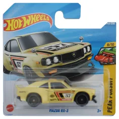 Hot Wheels: Mazda RX-3 coche pequeño amarillo 1/64 - Mattel