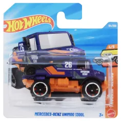 Hot Wheels: Mercedes-Benz Unimog 1300L coche pequeño lila 1/64 - Mattel