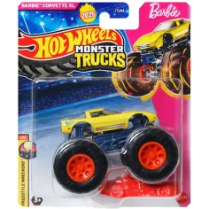 Hot Wheels Monster Trucks: Barbie Corvette XL coche en miniatura 1/64 - Mattel