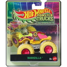 Hot Wheels Monster Trucks: Bashzilla cochecito que brilla en la oscuridad 1/64 – Mattel