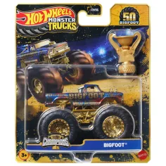 Hot Wheels Monster Trucks: Camión campeón Bigfoot con trofeo 1/64 - Mattel