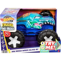 Hot Wheels Monster Trucks: Coche monstruo interactivo Mega Wrex a control remoto - Mattel