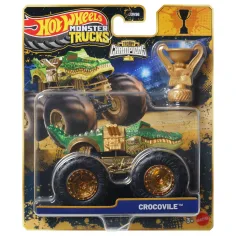 Hot Wheels Monster Trucks: Crocovile campeón monster coche con trofeo 1/64 - Mattel