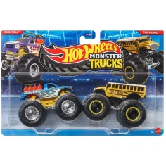 Hot Wheels Monster Trucks: Haul Y'All vs Too S'Cool paquete de 2 coches 1/64 - Mattel