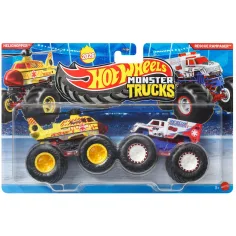 Hot Wheels Monster Trucks: Helichopper vs Rescue Rampager cochecito 2 piezas paquete 1/64 - Mattel
