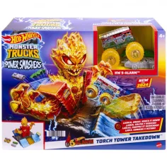 Hot Wheels: Monster Trucks Power Smashers set de pista de monstruos de fuego - Mattel