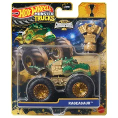 Hot Wheels Monster Trucks:Rageasaur campeón monster coche con trofeo 1/64 - Mattel