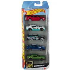 Hot Wheels: Nightburnerz, set de 5 coches pequeños molones 1:64 - Mattel