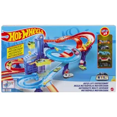 Hot Wheels: Super Espiral pista de carreras con 5 coches pequeños - Mattel