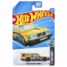 Hot Wheels: Volvo 240 Drift Wagon coche pequeño amarillo 1/64 - Mattel